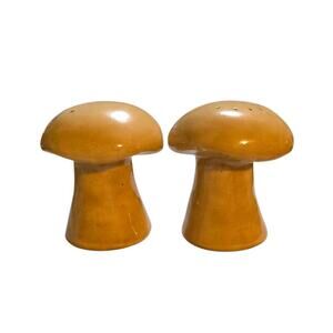 Vintage Large Mushrooms Ceramic Salt Pepper Shakers Kitsch Decor Mod MCM